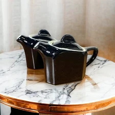 Vintage Hall China Short Spout Hot Water Pots Pair Mid Century Modern