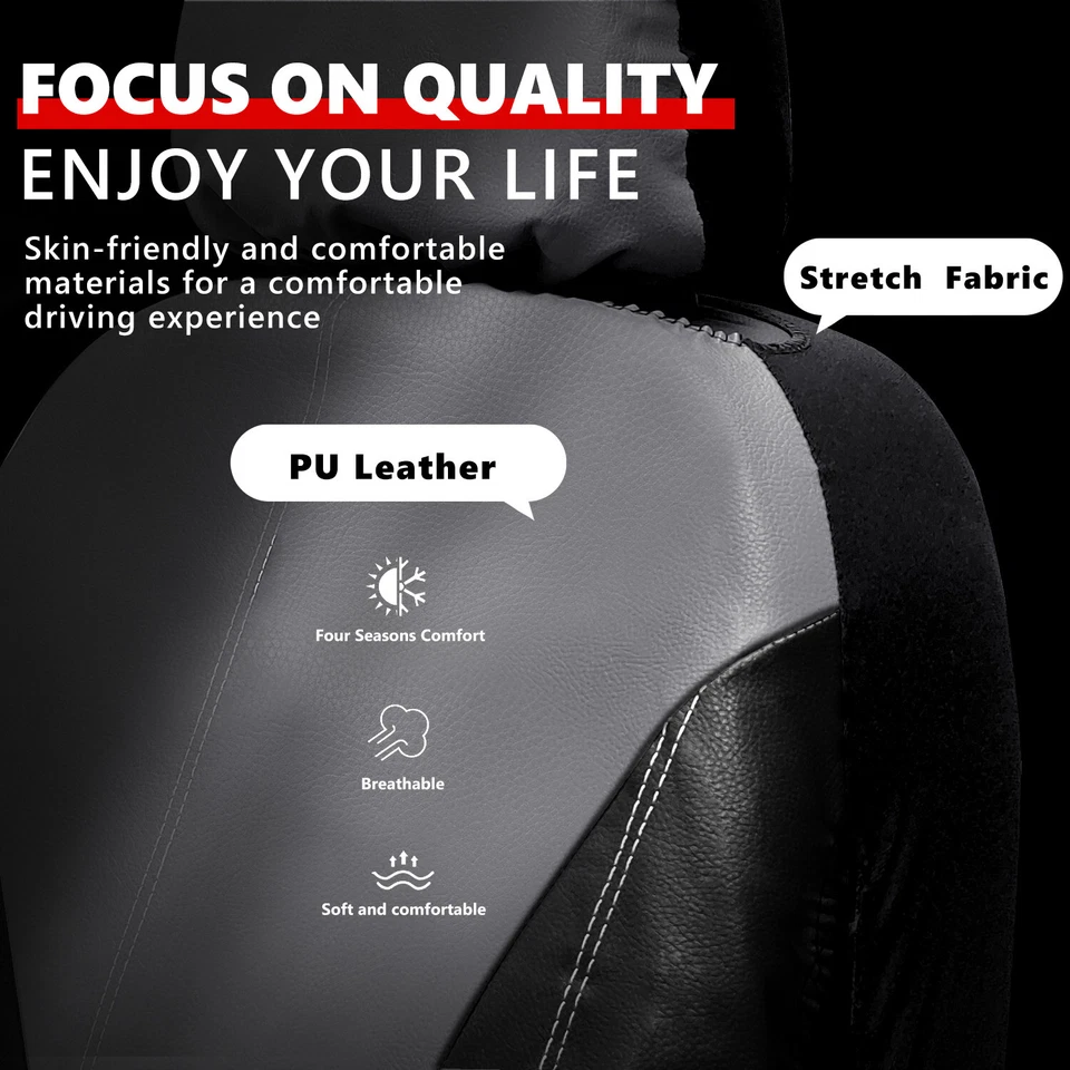 Juego completo de fundas de asiento de coche de cuero PU protectores delanteros traseros para Volkswagen Jetta Foto 4 de 4