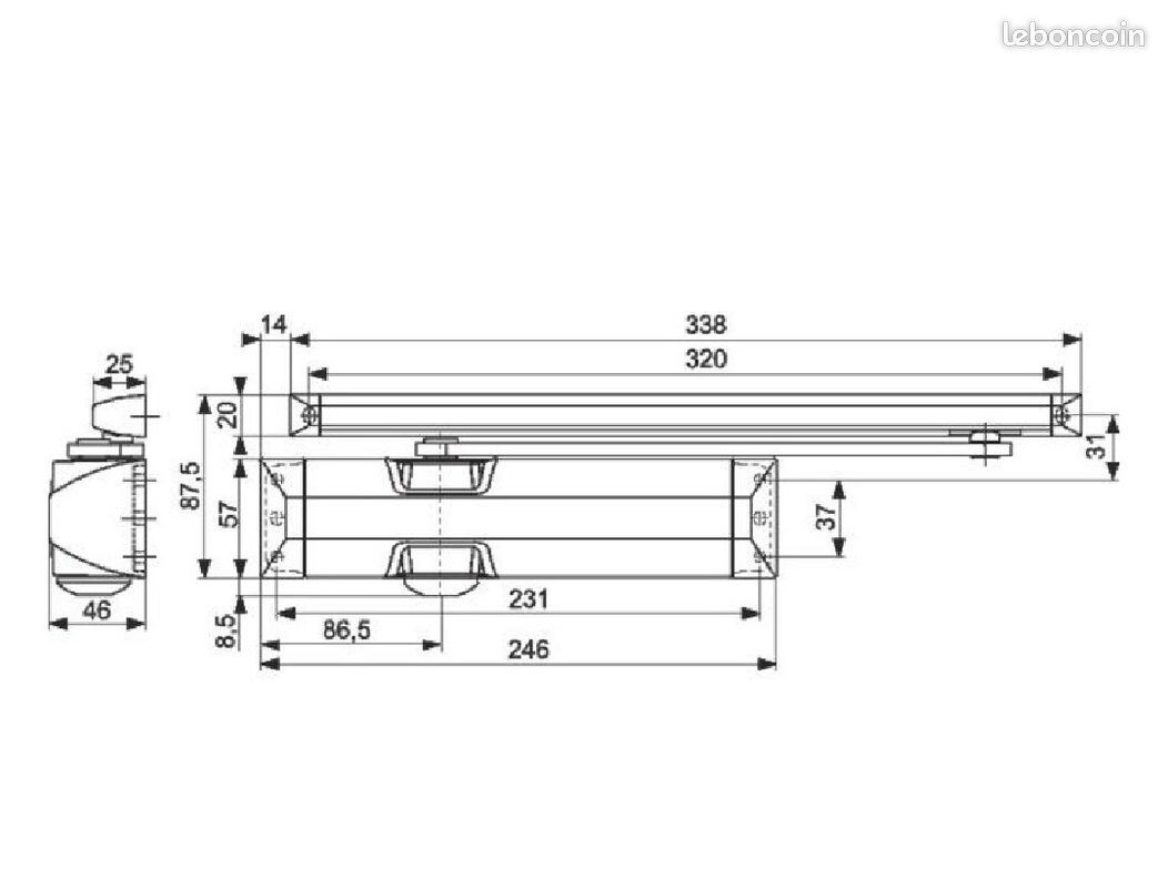 Ferme-porte DORMA TS90 Impulse blanc rail glissière aérien hydraulique