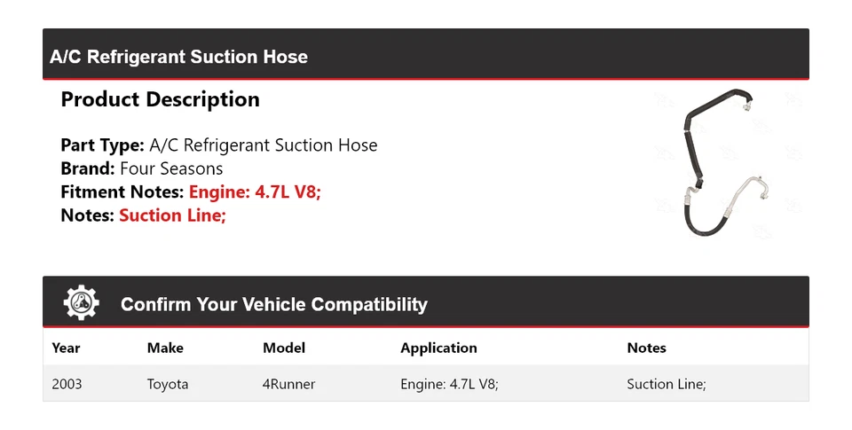 Шланг всасывания хладагента для 2003 Toyota 4Runner 4,7 л V8 4 сезона - Изображение 2 из 4