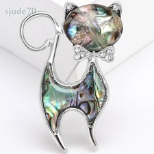 Enamel Shell Cat Brooches Women Animal Brooch Pin Party Jewelry Gifts Lapel