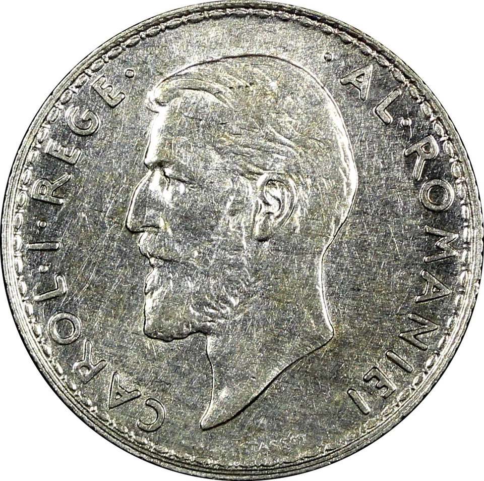 ROMANIA Carol I Silver 1914 1 Leu XF/aUNC KM# 42 (24 275) - Image 2 of 3