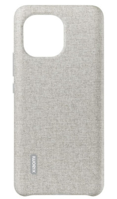 Original Xiaomi Mi 11 Pattern Vegan Leather Case Cover Stoffmuster grau