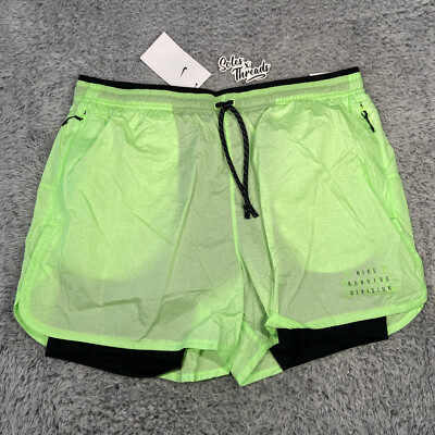 Nike Run Division Repel 7'' 2 In 1 Shorts Size XL Men Lime Green FB8544-337