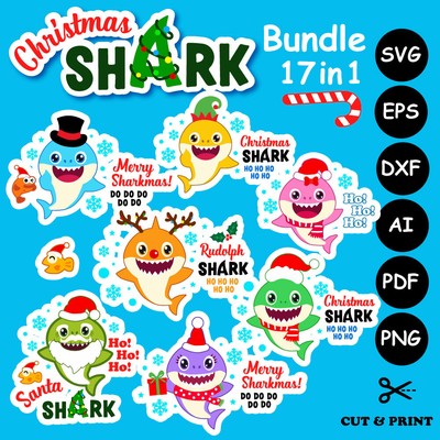 Download Baby Shark Christmas Bundle 17 In 1 Svg Eps Dxf Ai Pdf Png Cutting File Ebay SVG, PNG, EPS, DXF File