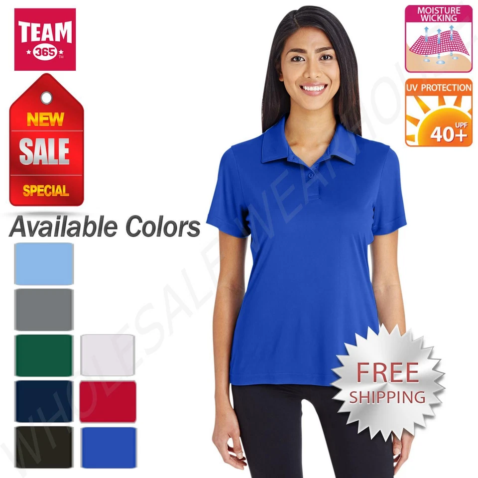 Team 365 Womens Dri-Fit UV Protection Moisture Wicking Polo Shirt M-TT51W