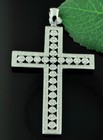  14k Solid White Gold Natural Diamond Cross Pendant 0.76 ct  — photo 4
