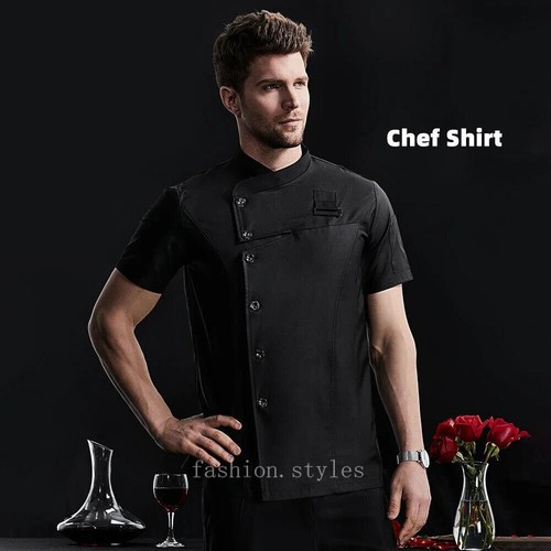 Kitchen Jacket Catering Uniform Short Sleeve Chef Clothes Restaurant Workwear - Picture 6 of 31