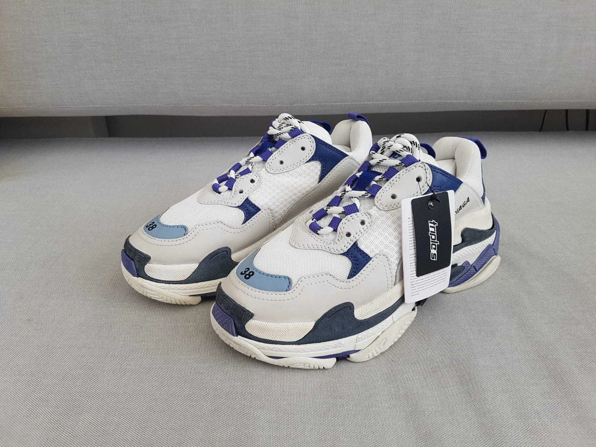 BALENCIAGA TRIPLE S SNEAKERS WHITE / PURPLE SIZES EU 35, 36, 37