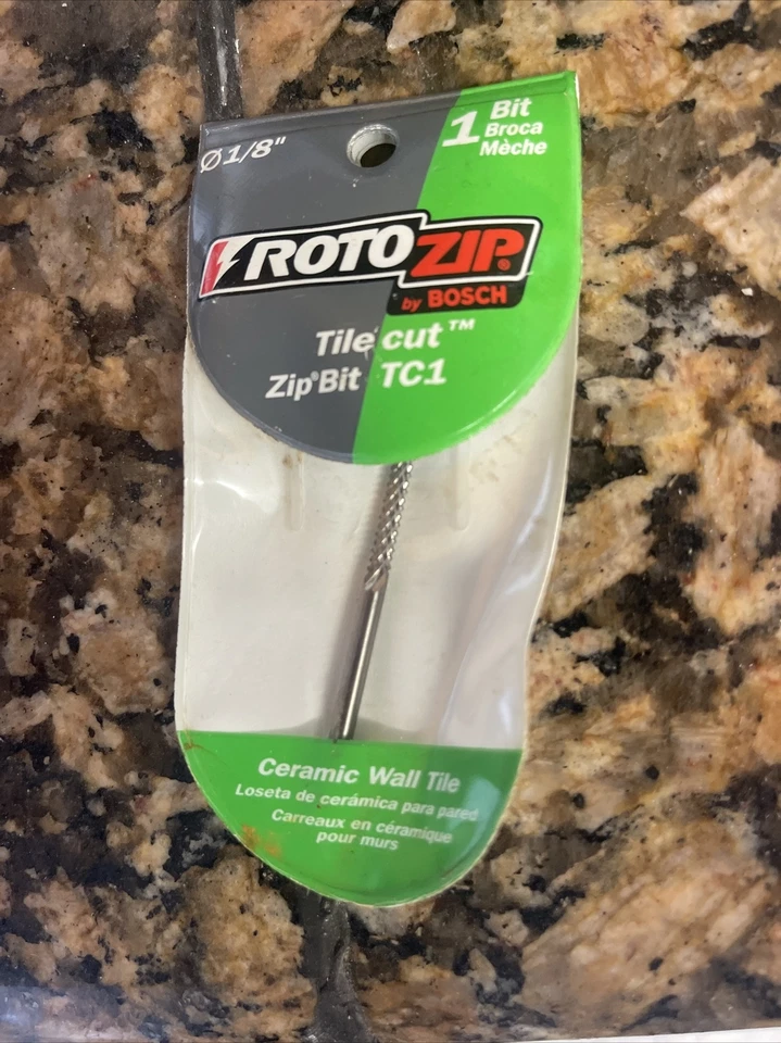 NUEVA BROCA DE CORTE DE AZULEJOS ROTOZIP TC1 1/8" (AZULEJO DE PARED, TABLERO DE CEMENTO Y YESO) CORTE Foto 4 de 4