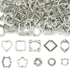 100x Tibetan Flower Square Round Heart Hollow Spacer Bead for DIY Jewelry Making