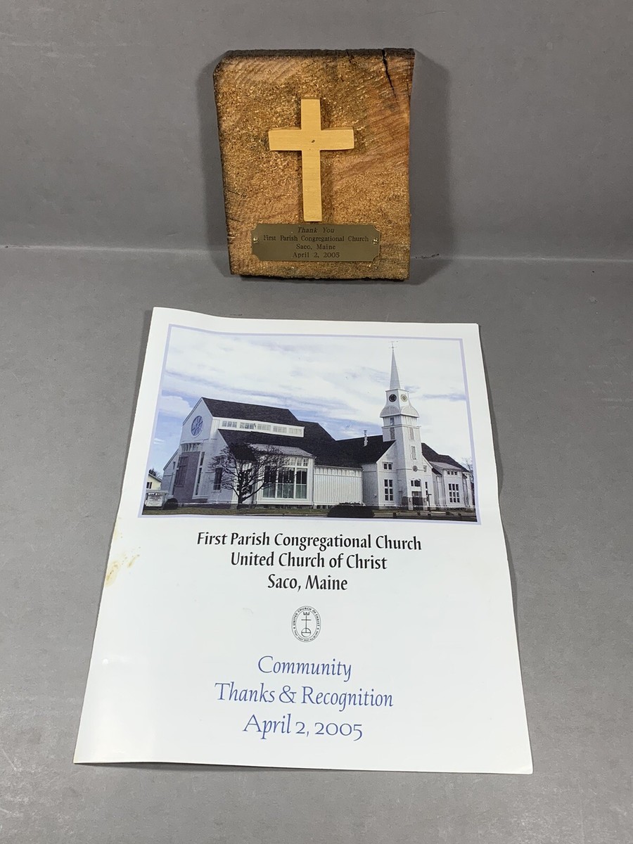 First Parish Church Saco Maine Commemorative Wood Piece Program
