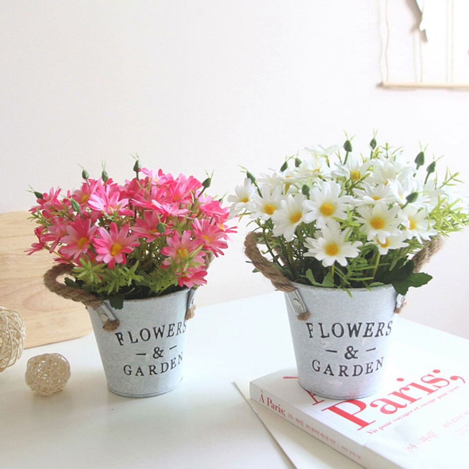 Daisy Flower Pot Fake Garden Simulated Plant Mini Artificial Plants eBay