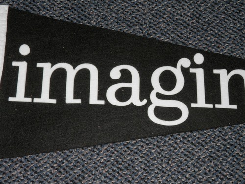Imagine Felt Pennant - Gibbs Smith Love Lit Whimsical Wall Decor Black/White New - Picture 3 of 8