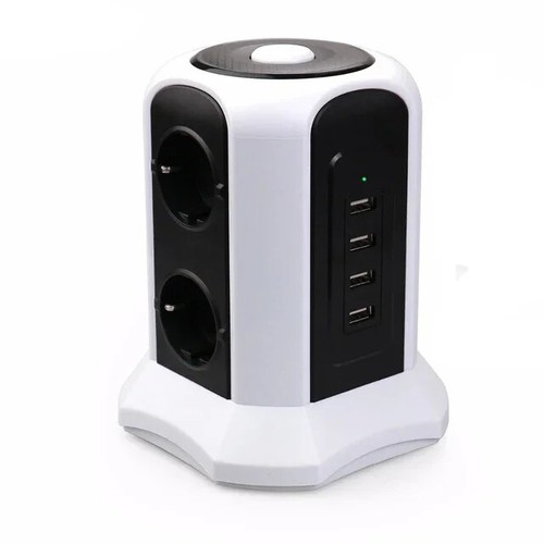 Surge Protector Power Strip Tower with 4 USB Ports and 6FT Cord, 6 AC EU Outlets - Picture 7 of 8