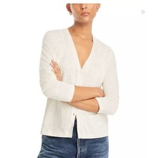 Majestic Filatures Stretch Linen V Neck Cardigan cream Size 1