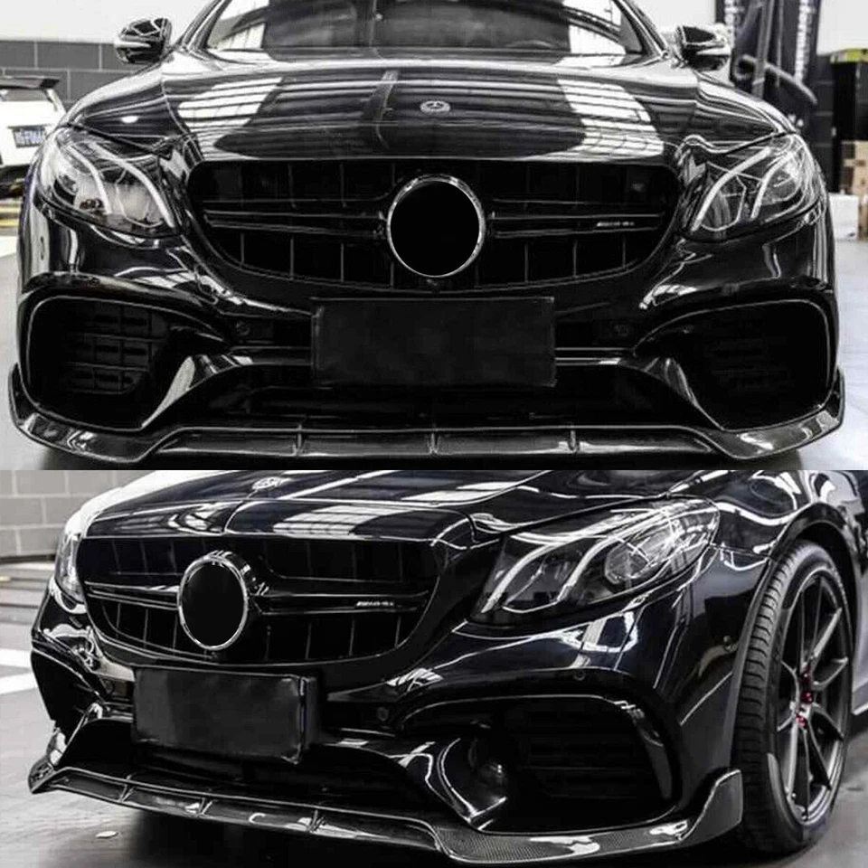For MERCEDES-BENZ W213 E63 AMG 2016-2019 FRONT BUMPER LIP SPLITTER GLOSS BLACK Foto 2 de 4
