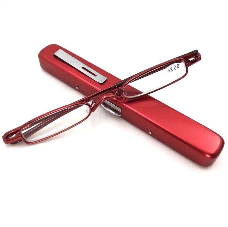 Slim Design Compact Unisex Reading Glasses Spring Hinge Reader Metal With Case