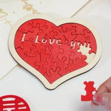 'I Love You' Wooden Heart Puzzle in a gift box [gift packaging]
