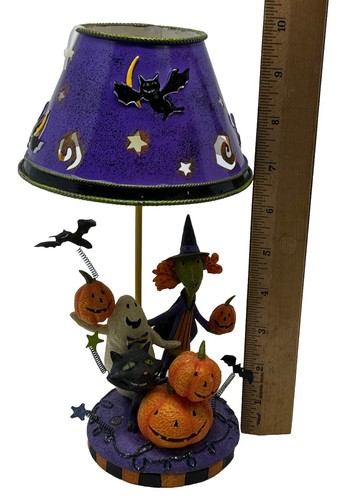 Tea Light Holder Witch Black Cat Ghost Jack-O-Lantern Removable Shade Halloween - Picture 8 of 8