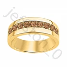 0.45 Ctw Lab Created Smoky Quartz 14K Yellow Gold Over Wedding Band Men's Ring
