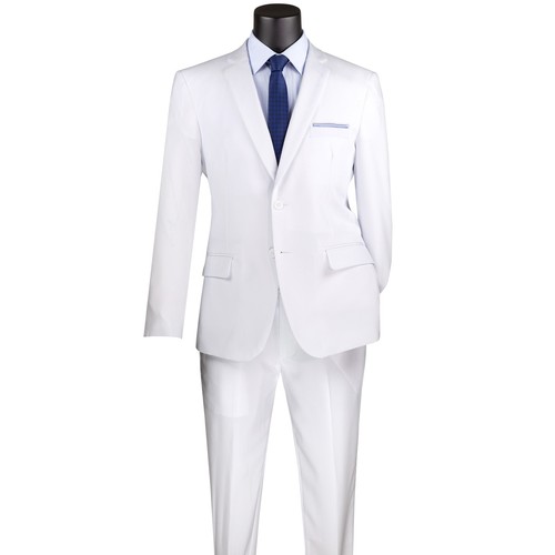 LUCCI Men's White 2-Button Slim-Fit Poplin Polyester Suit, 34S-52L - NEW - 第 3/81 張圖片