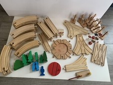 Wooden Train Track Lot doublesided signs curved tracks