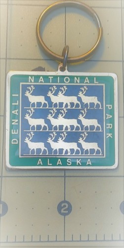 Denali National Park Metal Keychain with Caribou - Alaska Souvenir Key ...