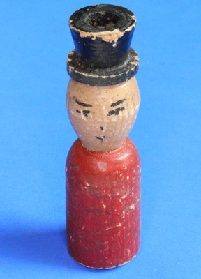 EINE Vintage Neuheit geschnitzte Holzpfeife/Entenruf Figur, 6 cm [29961]
