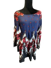 Free People Floral Tapestry Boho Peasant Dress Size XS Multicolor Long Sleeve