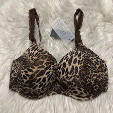 Natori 32DD Bra Animal Print Pure Luxe Push Up 727321 Underwire Back Closure NEW