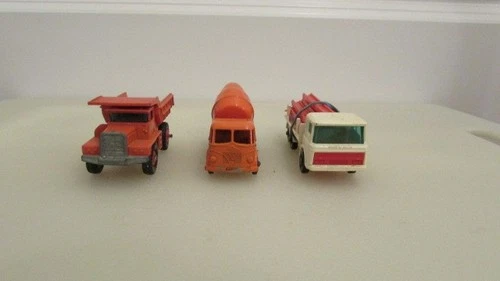 3 VINTAGE LESNEY MATCHBOX VEHICLES FODEN CEMENT MIXER MACK DUMP & GIRDER TRUCK