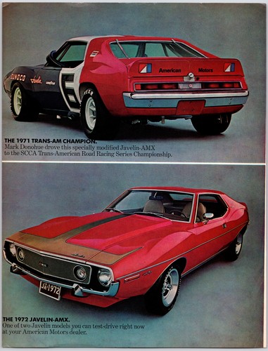 1972 AMC Javelin AMX Trans-AM Road Race Vintage Print Ad Sports Car Wall Art