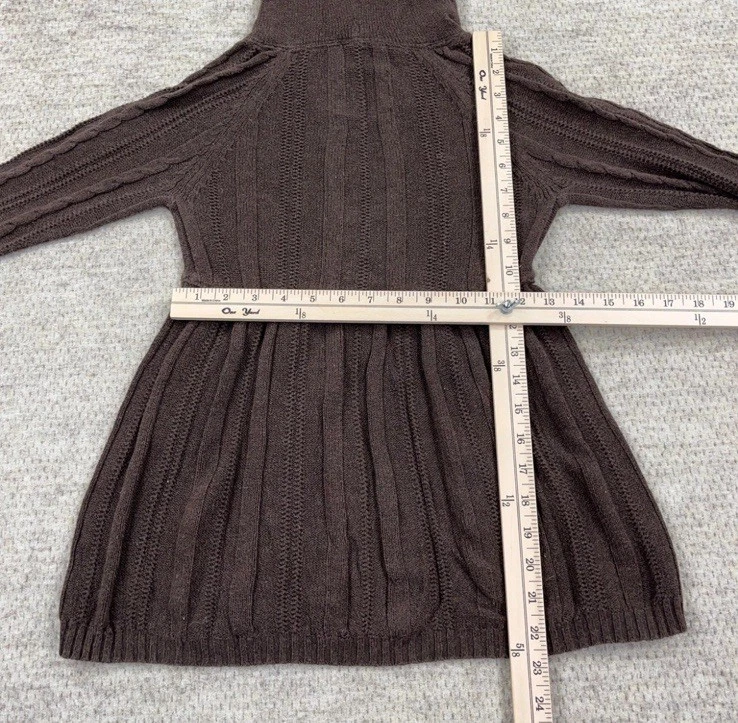 Vintage Y2K Hollister Babydoll Sweater Women Medium Brown Cable Bella Swan Hood - Image 4 of 4