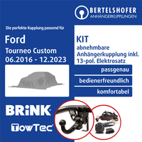 FüR Ford Tourneo Custom V362 / F3 06.2016-12.2023 Ahk Abn. +13Pol Sp. E-Satz Pkw