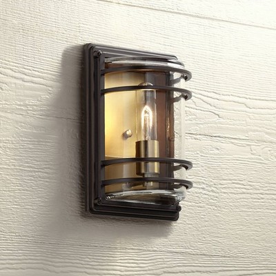 Habitat Modern Industrial Outdoor Wall Light Fixture Bronze Brass 11'' Exterior