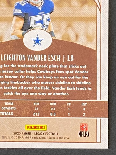 Leighton Vander Esch 2020 Legacy #54 #ed 254/299 - Foto 9 di 10