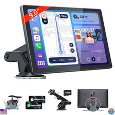 9" HD Carplay Screen with 4K Dash Cam, 1080P Backup Camera, GPS, Voice Control