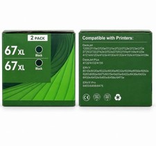 67XL Black Ink Cartridge 2-Pack Compatible with HP DeskJet ENVY Printers