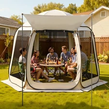 Uimoso Pop-Up Screen House Tent with Awning 10' x 9.2' Camping Gazebo 4-8 People