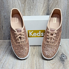 Zapatilla deportiva KEDS Champion brillo para mujer 8,5 oro rosa con cordones con caja usada en excelente estado