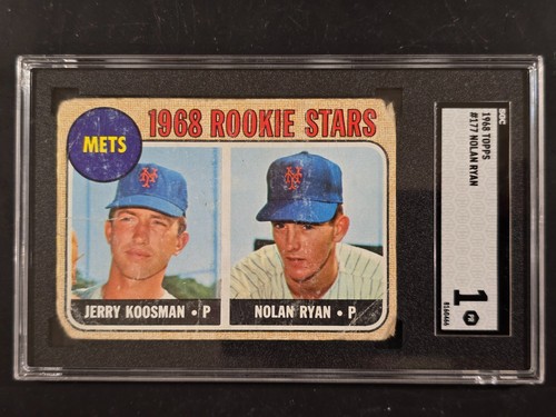 🔥 1968 TOPPS NOLAN RYAN #177 ROOKIE STARS RC CARD SGC 1 🔥