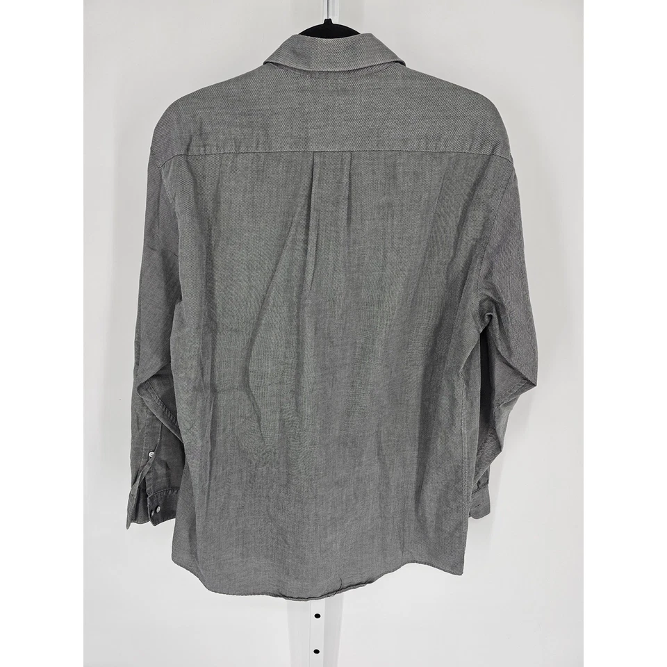 Camisa con botones de manga larga gris a rayas talla 16 Perry Ellis Portfolio para hombre Foto 2 de 4