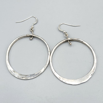 Große massive Sterling Silber handgeschmiedete Creolen Orbital Haken Ohrringe 14,2 g