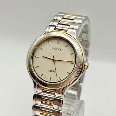 Seiko Dolce Quartz Watch, Silver Two-Tone Mens Dress Authentic Item Sale