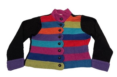 DESIGN OPTIONS by Philip Jane Gordon Cardigan Sweater Sz S WOOL Dopamine READ