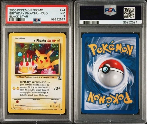 Big SWIRL! Psa 7 2000 Pokémon Promo Birthday Pikachu #24