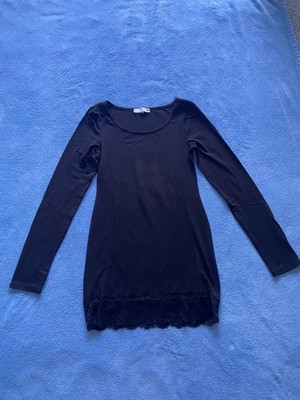 Shirt Mit Spitze Longshirt AJC Größe 32 XXS Schwarz