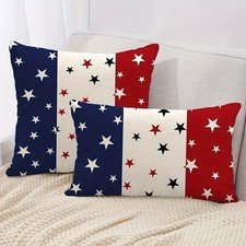 1pc American Flag Short Plush Pillow Cover Patriotic Cushion Case 4th of July