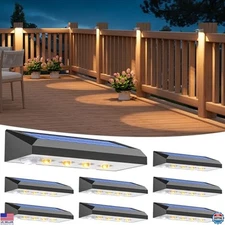 VOLISUN 8-Pack Solar Deck Lights - Waterproof Warm White LED with Auto On/Off